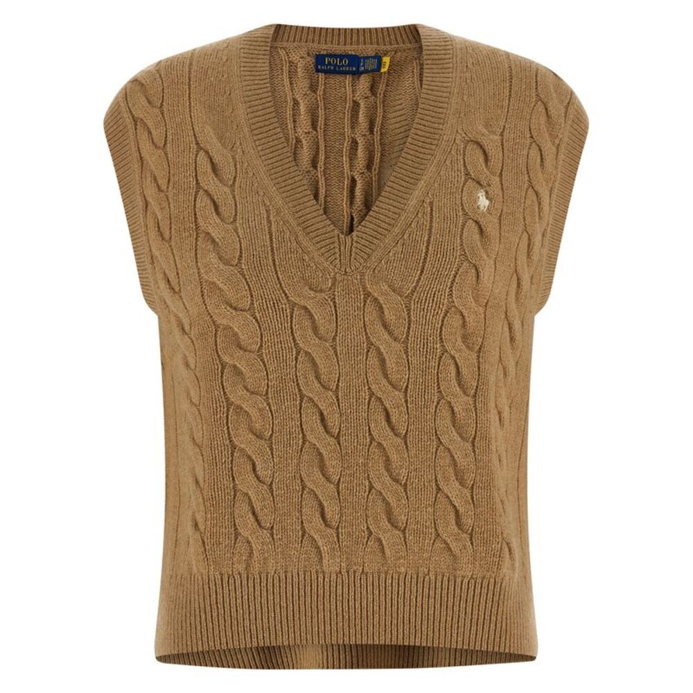 Polo Ralph Lauren Beige Wool Sleeveless Women's Jacket